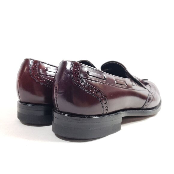 Vintage Hanover Burgundy Leather Tassel Loafers Mens Size 10 B/AA Dress Shoes - Picture 4 of 9